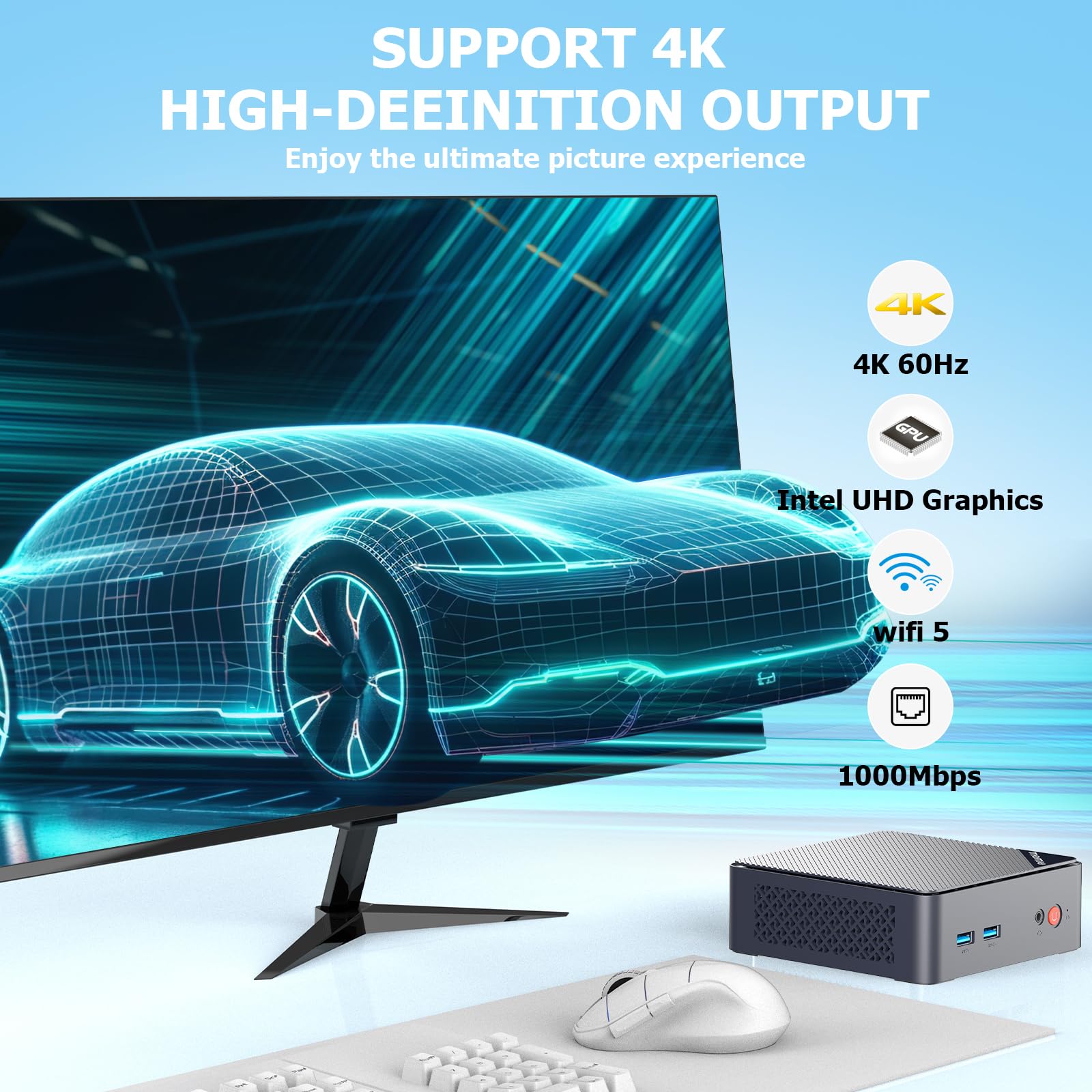 AWOW Mini PC Wi-11 Pro Gen12 N100 Quad Core 3.40 GHz, 16 GB DDR4