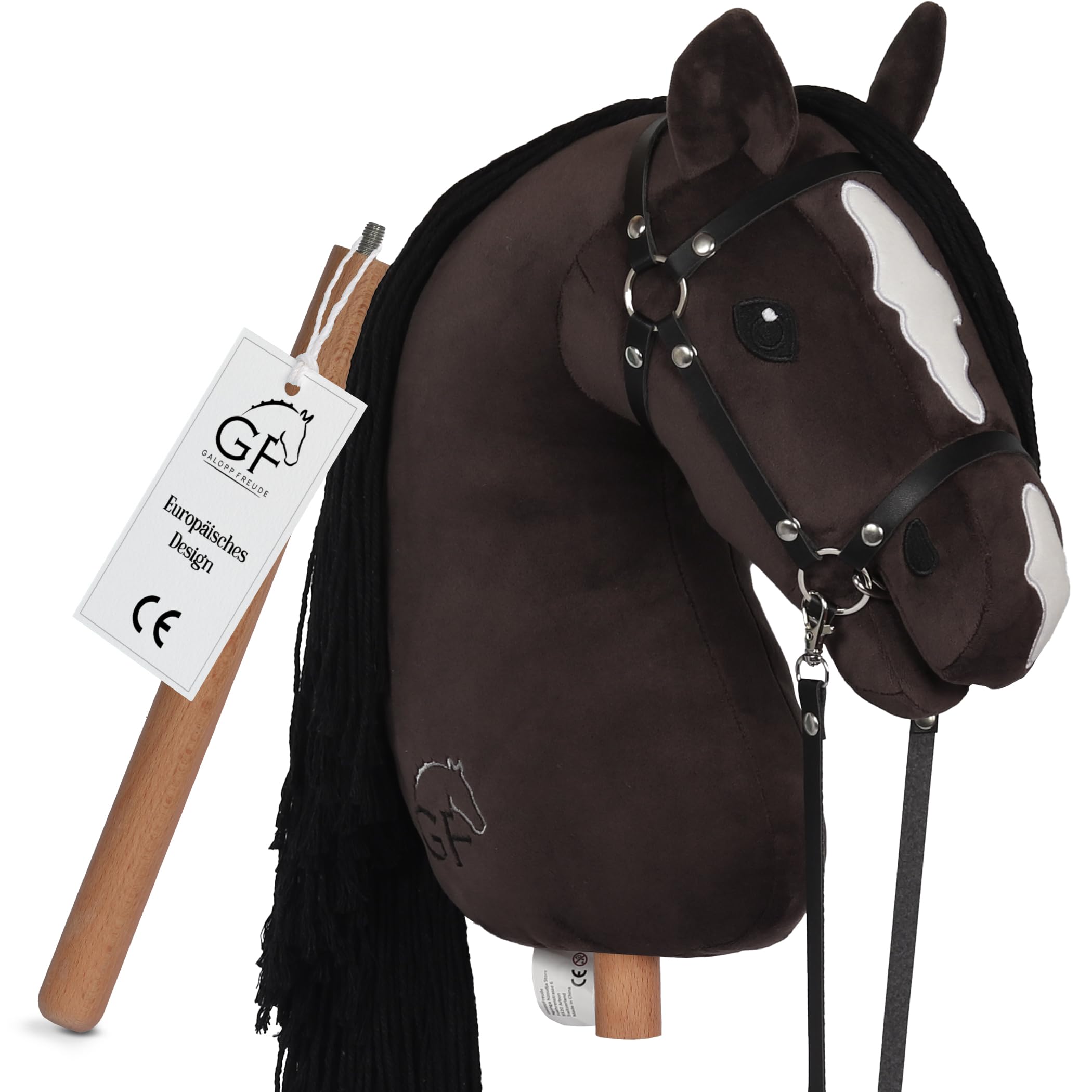 SKIPPI Hobby Horse Graues, Großes Steckenpferd A3, Hobby Horse mit einem Halfter und Zügeln im