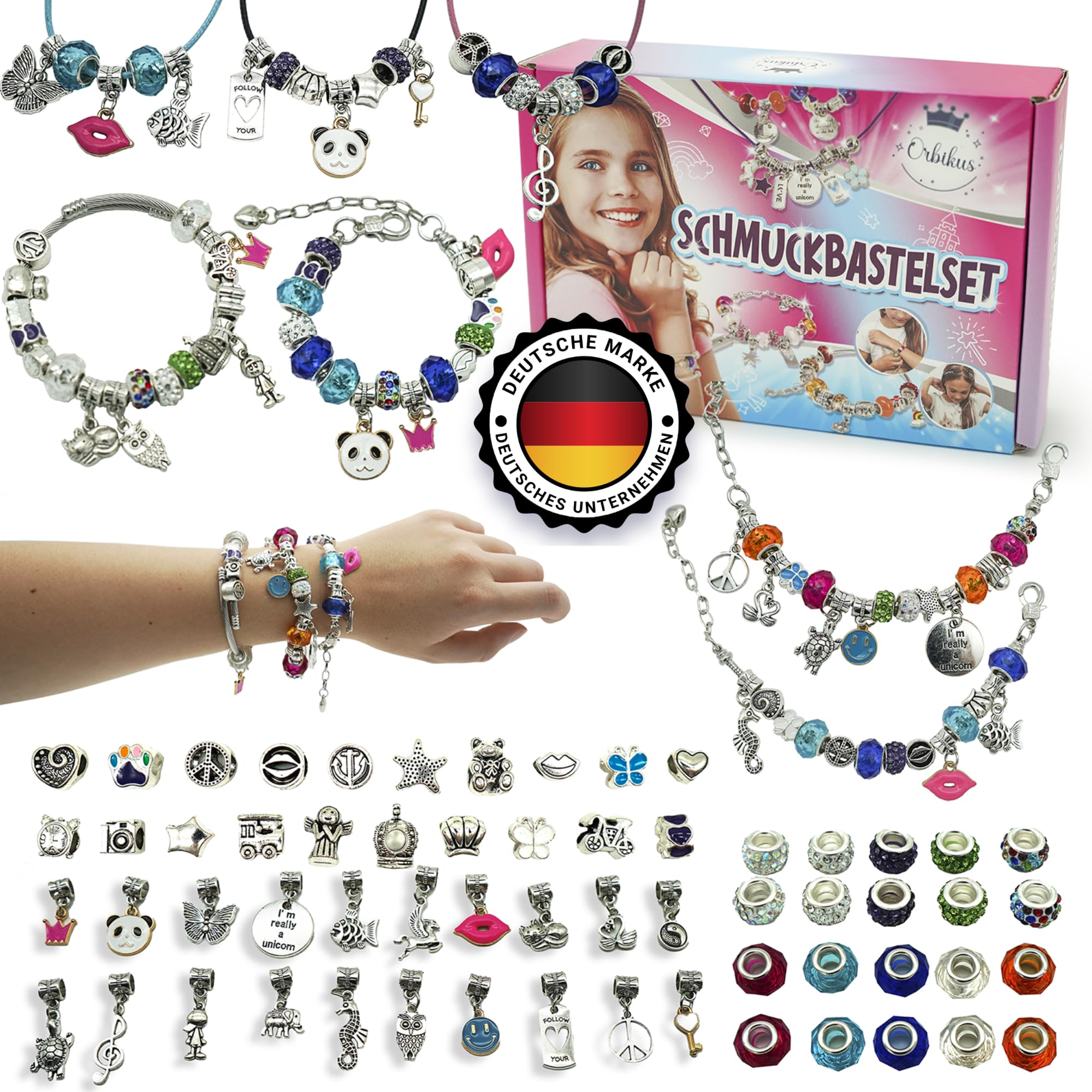 Orbikus Schmuckbastelsets Mädchen ab 8 Jahren – DIY Armbänder & Ketten