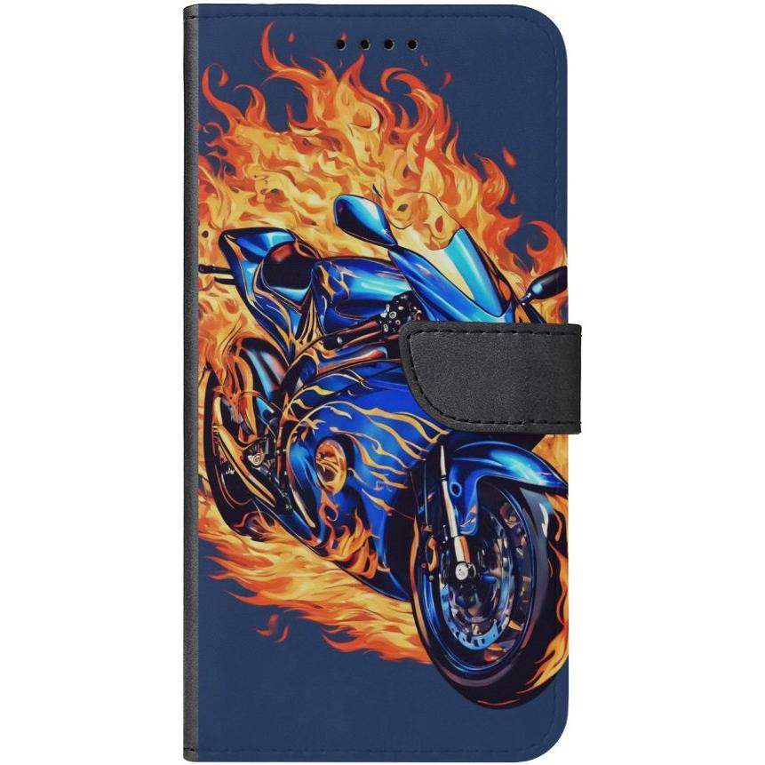 iPhone 13 Handyhülle aus Kunstleder mit Lasche Motiv 2 Motorrad in Fla –  Testberichte aus Berlin