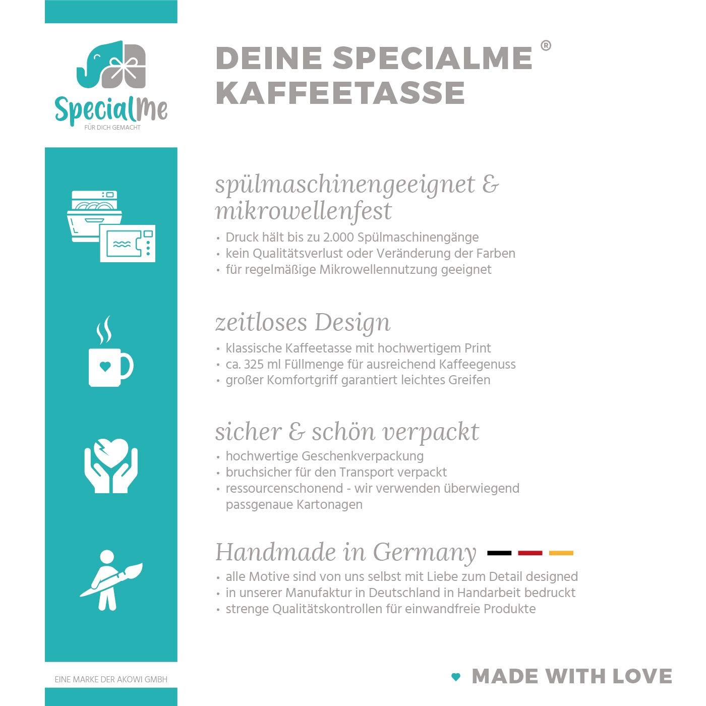 Personalisiertbare Kaffeetasse Mit Herz – Dankes-Geschenk, Keramik, 325 Ml