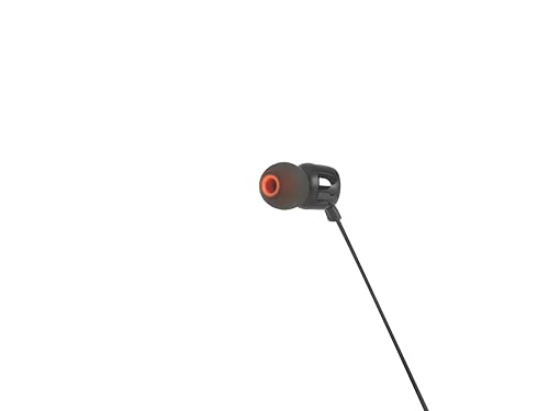 JBL Tune 110 – In-Ear Kopfhörer mit verwicklungsfreiem Flachbandkabel und Mikrofon in Schwarz – Für grenzenlosen Musikgenuss mit der Pure Bass Sound Technologie, 1er Pack