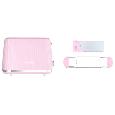 Russell Hobbs Toaster [für 2 Scheiben] Eden (6 Bräunungsstufen, Hebefunktion, Auftau-, Aufwärm- & Stoppfunktion, Krümelschublade, Brötchenaufsatz, Himbeere) 27372-56