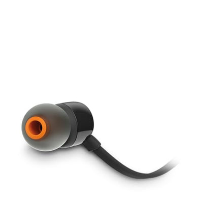 JBL Tune 110 – In-Ear Kopfhörer mit verwicklungsfreiem Flachbandkabel und Mikrofon in Schwarz – Für grenzenlosen Musikgenuss mit der Pure Bass Sound Technologie, 1er Pack