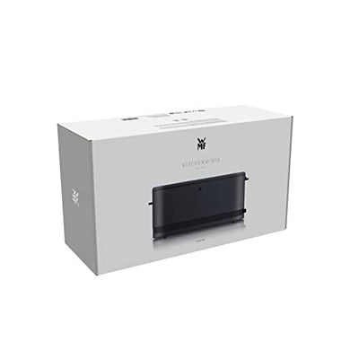 WMF Küchenminis Langschlitztoaster 2 Scheiben mit Brötchenaufsatz, Toaster schmal, XXL, Bagel-Funktion, 7 Bräunungsstufen, 900W, Toaster edelstahl matt, schwarz