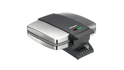 Cloer 1445 Brüsseler Waffeleisen für traditionelle Belgische Waffeln, 930 W, Backampel, mattiertes Edelstahlgehäuse
