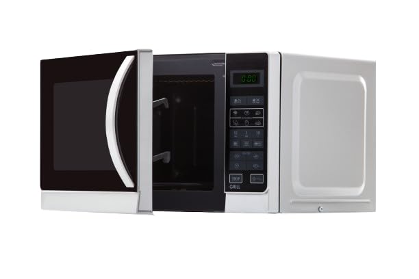 Sharp R642INW 2-in-1 Mikrowelle mit Grill/ 20 L/ 800 W/ 1000 W Quarzgrill/ 8 Automatikprogramme/ Timer/ Kindersicherung/ Energiesparmodus/ Glasdrehteller (25, 5 cm)/ silber