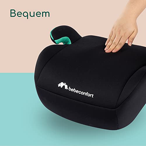 Bebeconfort Manga i-Safe, Reboarder Kindersitz, 6–12 Jahre, 125–150 cm, Folgekindersitz, Kompakt & Leicht (<1 kg), Einfache Gurtmontage, Gepolstert, Soft-Touch-Gewebe, Full Black