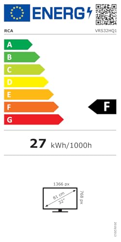 RCA VRS32HQ1 Smart TV 32 Zoll (80cm) HD LED Fernseher mit WLAN, Triple Tuner (DVB-T/T2, DVB-C, DVB-S/S2), App Store, HDMI, USB, CI/CI+, Netflix, YouTube und mehr [RVSmart 2024]