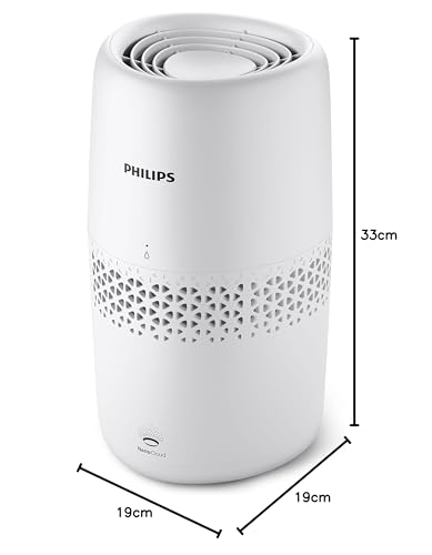 Philips Luftbefeuchtung 2000er Serie - NanoCloud-Technologie, Befeuchtet Räume bis zu 31m2, 2L Wassertank, 99% weniger Bakterien, Weiß, (HU2510/10)