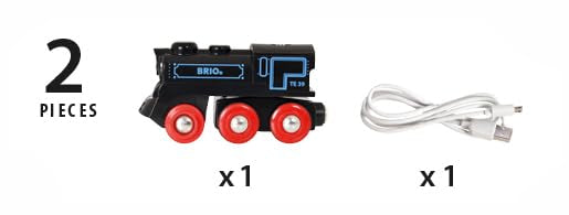 BRIO World - 33599 Akku Lok mit Mini USB - Wiederaufladbare Lokomotive - Batteriebetriebener Spielzeugzug für Kinder ab 3 Jahren