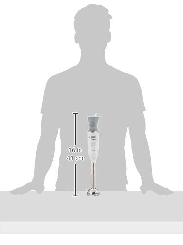 Bosch Stabmixer ErgoMixx MSM66120, Edelstahl-Mixfuß, Mix- und Messbecher, 4-Klingen-Messer, ergonomisches Design, 12 Stufen plus Turbo, 600 W, weiß/grau