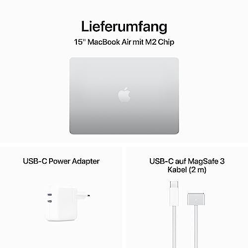 Apple 2023 MacBook Air Laptop mit M2 Chip: 15,3" Liquid Retina Display, 8GB RAM, 512 GB SSD Speicher, beleuchtete Tastatur, 1080p FaceTime HD Kamera. Funktioniert mit iPhone/iPad, Silber