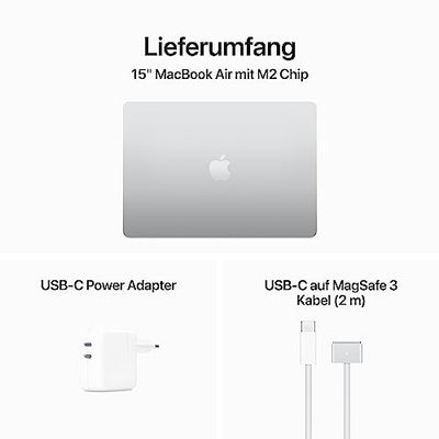 Apple 2023 MacBook Air Laptop mit M2 Chip: 15,3" Liquid Retina Display, 8GB RAM, 512 GB SSD Speicher, beleuchtete Tastatur, 1080p FaceTime HD Kamera. Funktioniert mit iPhone/iPad, Silber