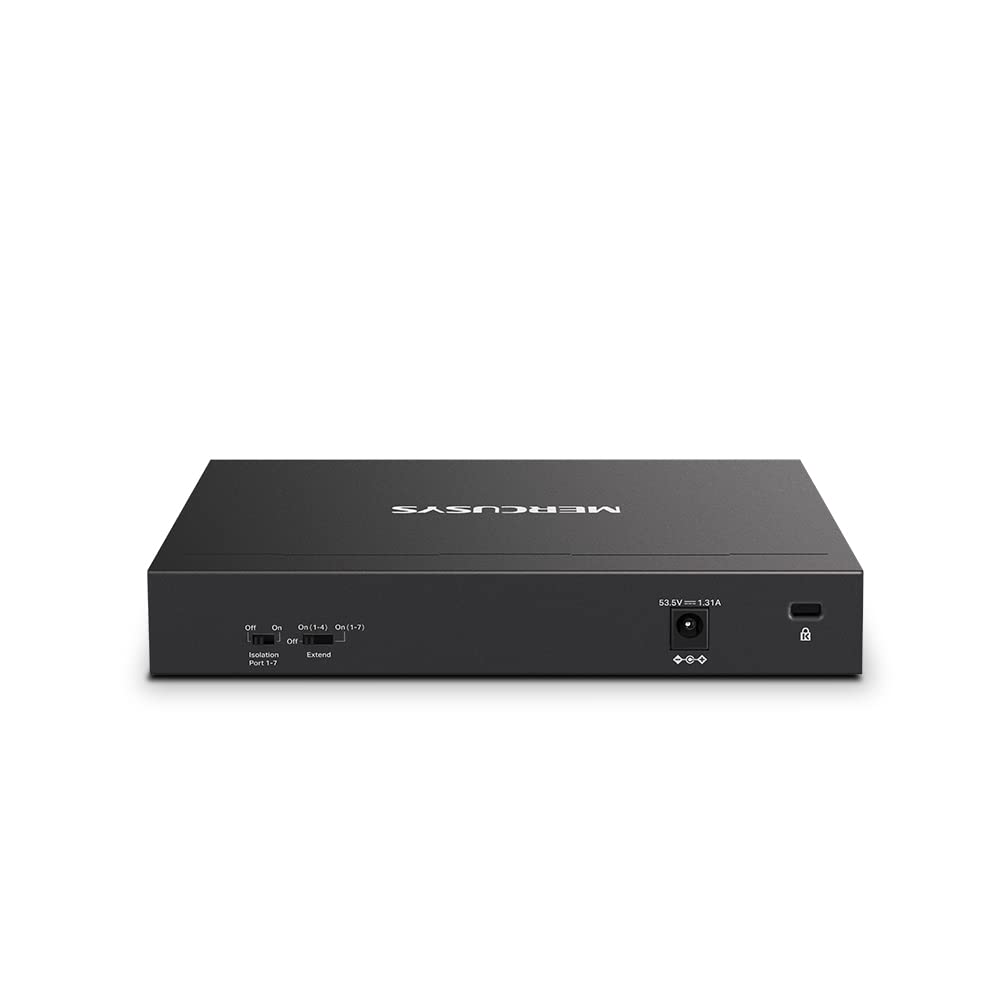Mercusys MS108GP PoE Switch 8-Port Gigabit LAN Switch mit 7 PoE+ Ports, bis zu 30 W pro PoE-Port und 65 W für alle PoE-Ports, 802.3af/at PoE, lüfterlos, Plug-and-Play, Robustes Metallgehäuse