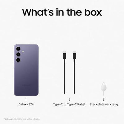 Samsung Galaxy S24 AI Smartphone, Android-Handy ohne Vertrag, 8 GB RAM, 256 GB Speicher, 50-MP-Kamera, Lange Akkulaufzeit, Cobalt Violet, 3 Jahre Herstellergarantie