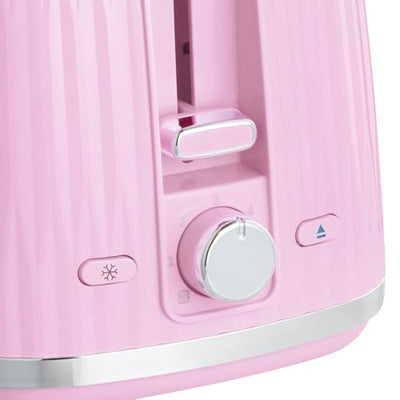 Russell Hobbs Toaster [für 2 Scheiben] Eden (6 Bräunungsstufen, Hebefunktion, Auftau-, Aufwärm- & Stoppfunktion, Krümelschublade, Brötchenaufsatz, Himbeere) 27372-56