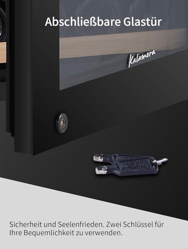 Kalamera Weinkühlschrank 2 Zonen für 73 Flaschen, Schwarz, 200 Liter, KRC-200BFG