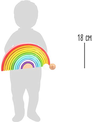 small foot Bausteine "Regenbogen XL" aus Holz, 12 teiliger Bogen mit 2 Kugeln, ab 1 Jahr, 11412