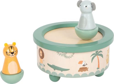 small Foot Spieluhr „Safari“ aus FSC® 100%-zertifiziertem Holz, kindgerecht gestaltet mit Tiger und Elefant, für Kinder ab 2 Jahren, 12738