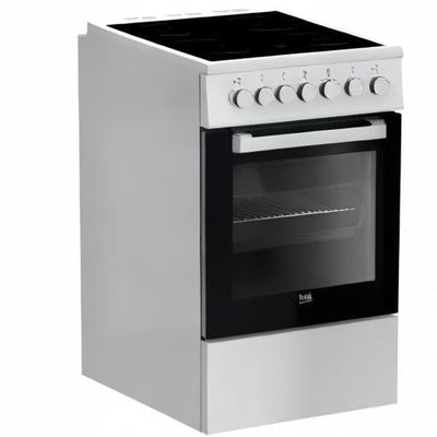 Beko FSM57100GW b100 Elektro-Herd mit Glaskeramik-Kochfeld, Freistehend, 50 cm Standherd, 55 Liter Volumen, Zeitschaltuhr, pflegeleichte Emaillierung, abnehmbare Backofentür, Schwarz