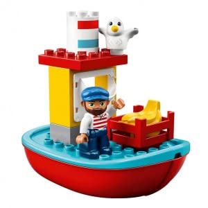 LEGO DUPLO Güterzug, „Push & Go“-Lok mit Lichtern und Geräuschen, Funktionssteinen und 2 Kranen, Spielzeug für Mädchen und Jungen ab 2 Jahren 10875