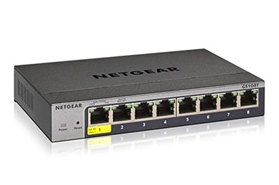 Netgear GS108T Managed Switch 8 Port Gigabit Ethernet LAN Switch Smart (1x PD-Port, Netzwerk Switch Managed, lokale WebGUI oder Remote Insight Cloud, lüfterlos, ProSAFE Lifetime-Garantie)