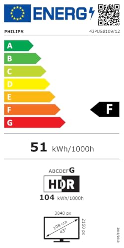 Philips Ambilight 43PUS8109 4K LED Smart TV - 43-Zoll Display mit Pixel-präziser Ultra HD, Titan OS Plattform und Dolby Atmos, Funktioniert mit Alexa und Google Sprachassistent - Satiniertes Chrom