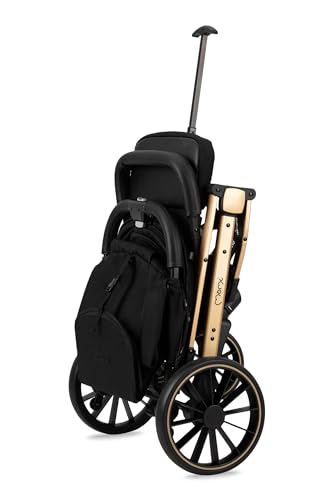 MoMi ESTELLE PLUS LIGHT Kinderwagen ab 6. Monat (bis 22 kg), klappbarer Buggy mit 5-Punkt-Sicherheitsgurt, Einkaufskorb und Liegefunktion, Teleskop-Stange zum Ziehen, steht nach dem Zusammenklappen
