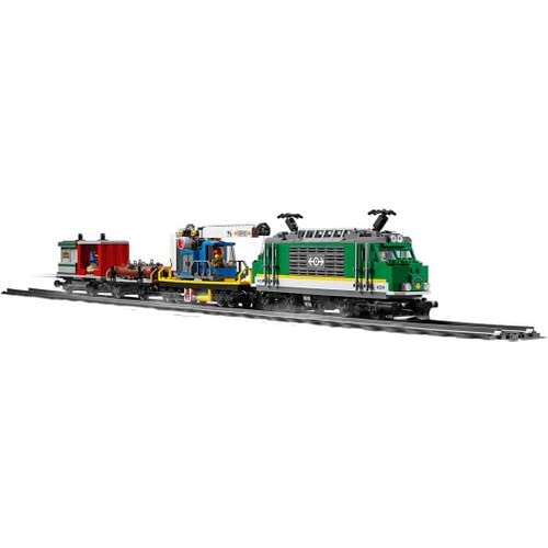 LEGO City Trains Güterzug - Zug Spielzeug, Gabelstapler, 32 Gleisstücke, Signalleuchten & 6 Minifiguren – Lokomotive Spielset für Kinder - Kreatives Geschenk für Jungen & Mädchen ab 6 Jahren - 60198