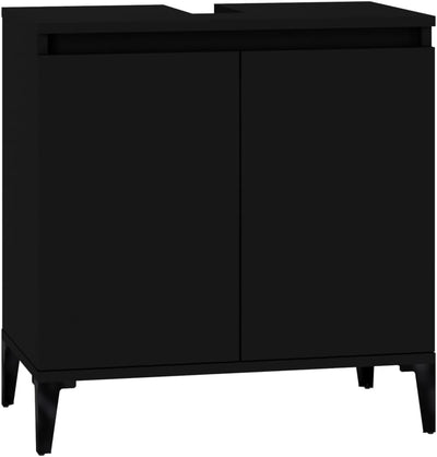 Myheimly Waschbeckenunterschrank Eichen-Optik 58x33x60 cm,Schwarz