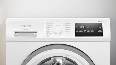 Siemens WM14N12A Waschmaschine iQ300, Frontlader mit 9kg Fassungsvermögen, 1400 UpM, speedPack L, smartFinish, Outdoor-Programm, LED-Display, Weiß, 60cm