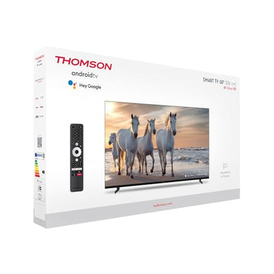Thomson 50 Zoll (126 cm) UHD Fernseher Smart Android TV (WLAN, HDR, Triple Tuner DVB-C/S2/T2, Sprachsteuerung) – 50UA5S13-2023