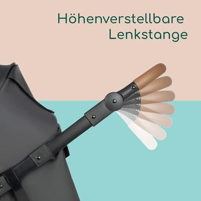 Bebeconfort Cloudy, All-Terrain-Baby Stroller, 0–4 Jahre (max. 22kg), verstellbar, schnell zusammenklappbar, 3 große Kinderwagen Luftreifen, verstellbarer Schieber, geräumiger Korb, Mineral Graphite