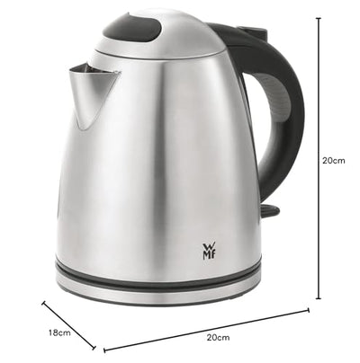WMF Stelio Wasserkocher Edelstahl 1,2l, elektrischer Wasserkocher mit Kalk-Wasserfilter, 2400 W, Wasserstandanzeige beleuchtet, edelstahl matt