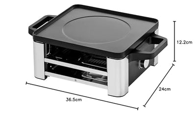WMF Lono Raclette Grill mit Pfännchen und Schiebern, Raclette 4 Personen, 870 W, edelstahl matt