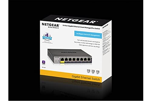 Netgear GS108T Managed Switch 8 Port Gigabit Ethernet LAN Switch Smart (1x PD-Port, Netzwerk Switch Managed, lokale WebGUI oder Remote Insight Cloud, lüfterlos, ProSAFE Lifetime-Garantie)