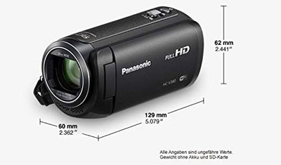 Panasonic HC-V380EG-K Full HD Camcorder (Full HD, 50x optischer Zoom, 28 mm Weitwinkel, optischer 5-Achsen Bildstabilisator Hybrid OIS+, WiFi) schwarz