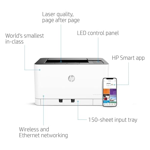 HP Color Laser 150nw Farb-Laserdrucker (Drucker, USB, LAN, WLAN),weiß-grau