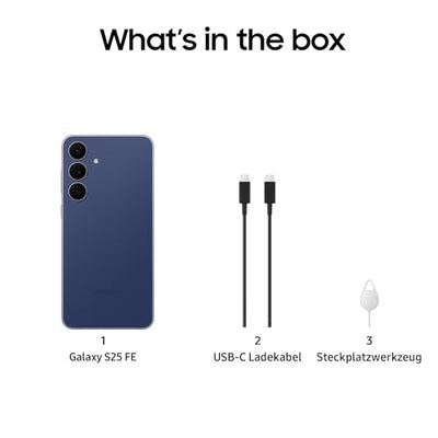 Samsung Galaxy S25 FE mit Galaxy AI, Handy mit Android, 6,7 Zoll FHD-Display, 50 MP Kamera, 128 GB Speicher, 8 GB RAM, 4.900 mAh Akku, Navy, 3 Jahre Herstellergarantie [Exklusiv auf Amazon]