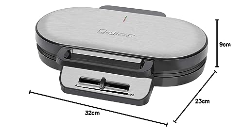 Clatronic Waffeleisen mit 2 antihaftbeschichteten Backflächen | Waffeleisen Herzform stufenlos einstellbarer Bräunungsgrad & Backampel | 2 Waffeln pro Backvorgang in wenigen Minuten | 1200W | WA 3745