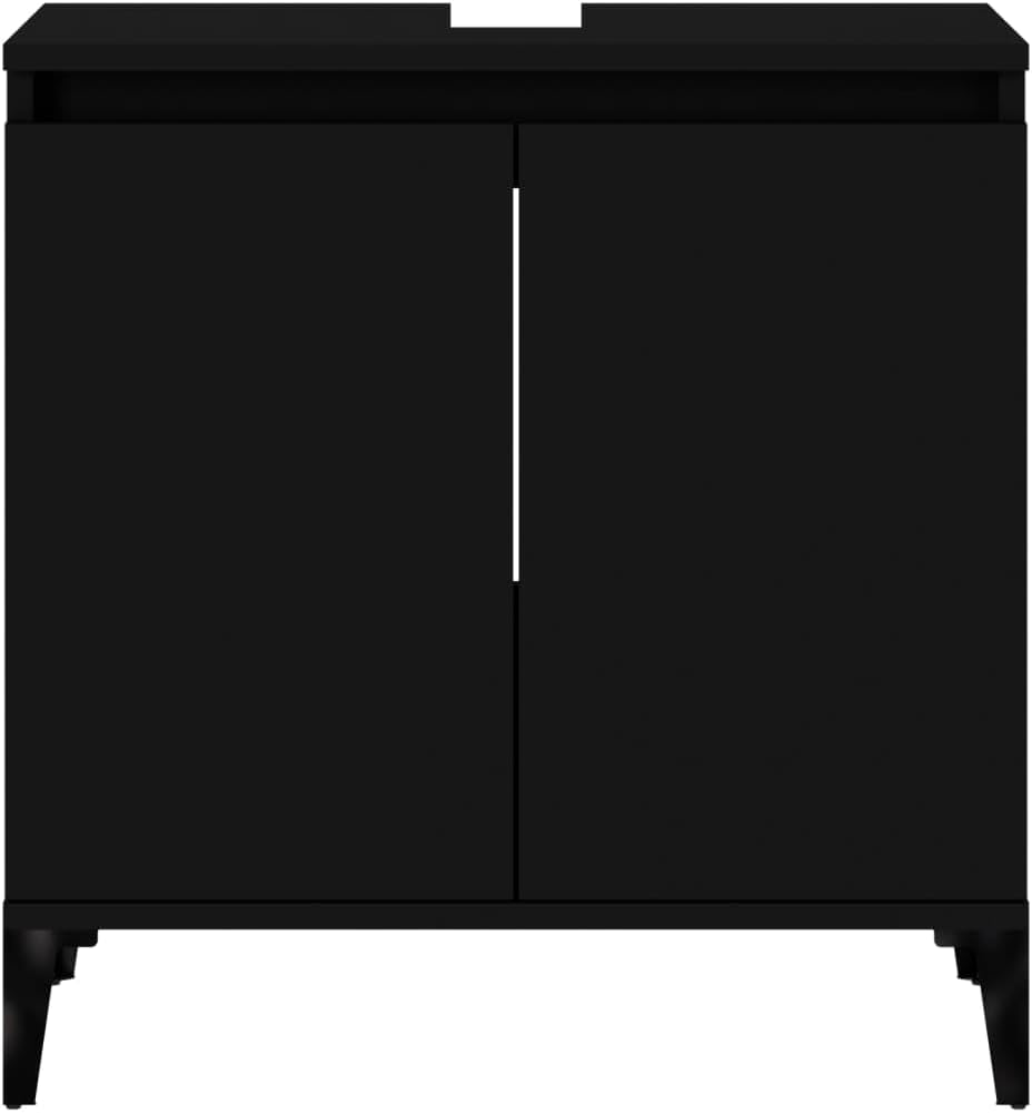 Myheimly Waschbeckenunterschrank Eichen-Optik 58x33x60 cm,Schwarz