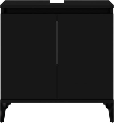 Myheimly Waschbeckenunterschrank Eichen-Optik 58x33x60 cm,Schwarz