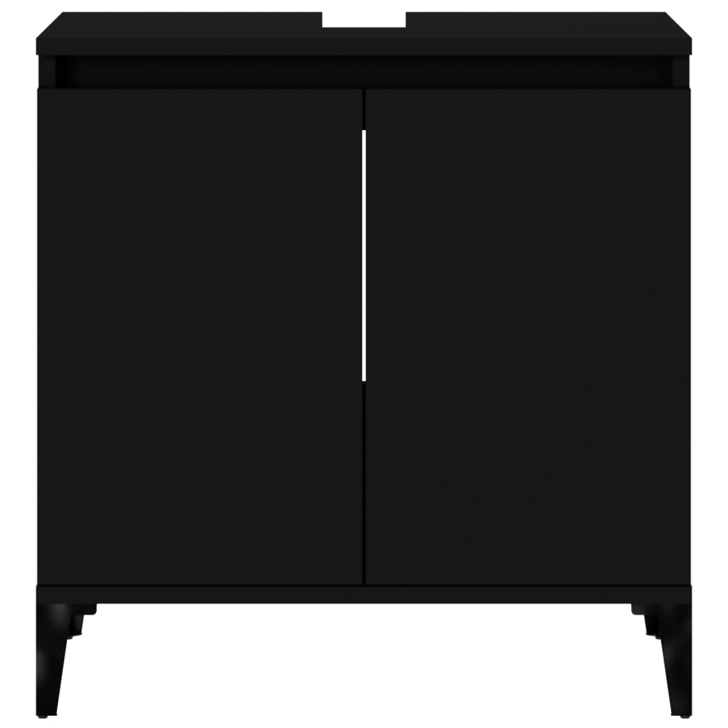 Myheimly Waschbeckenunterschrank Eichen-Optik 58x33x60 cm,Schwarz