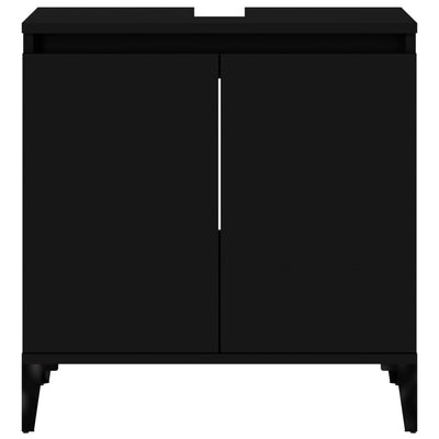 Myheimly Waschbeckenunterschrank Eichen-Optik 58x33x60 cm,Schwarz