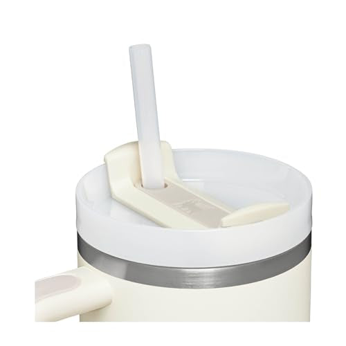 Stanley Quencher H2.0 FlowState Trinkflasche mit Strohhalm 1.2L - Thermobecher Kühlt 11 Stunden - 48 Stunden Eisgekühlt - Spülmaschinenfest - Thermosflasche BPA Frei - Kaffeebecher To Go - Cream