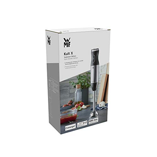WMF Kult X Edition Stabmixer, Zauberstab 600 W, Pürierstab Edelstahl mit variabler Geschwindigkeitseinstellung, Purierstab Edelstahl matt