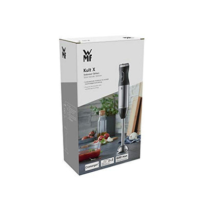WMF Kult X Edition Stabmixer, Zauberstab 600 W, Pürierstab Edelstahl mit variabler Geschwindigkeitseinstellung, Purierstab Edelstahl matt