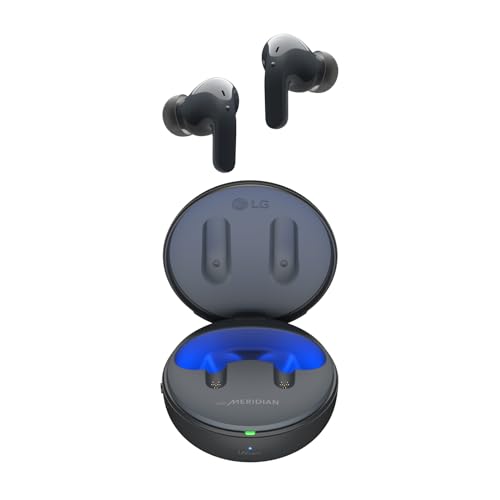 LG TONE Free DT90Q In-Ear Bluetooth Kopfhörer mit Dolby Atmos-Sound, MERIDIAN-Technologie, ANC (Active Noise Cancellation), Uvnano & IPX4-Spritzwasserschutz - Schwarz