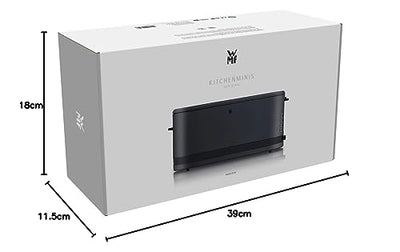 WMF Küchenminis Langschlitztoaster 2 Scheiben mit Brötchenaufsatz, Toaster schmal, XXL, Bagel-Funktion, 7 Bräunungsstufen, 900W, Toaster edelstahl matt, schwarz
